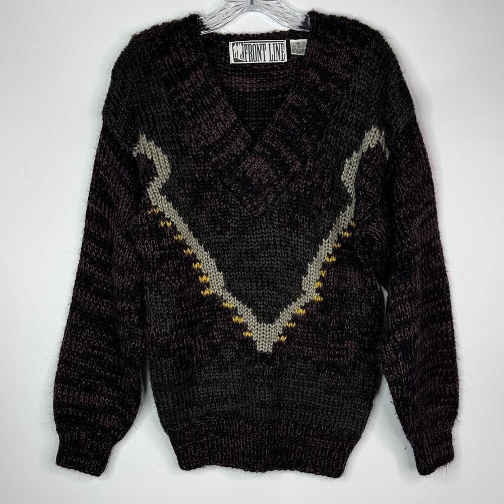 Vintage Front Line Vneck Sweater Size Small Korea
